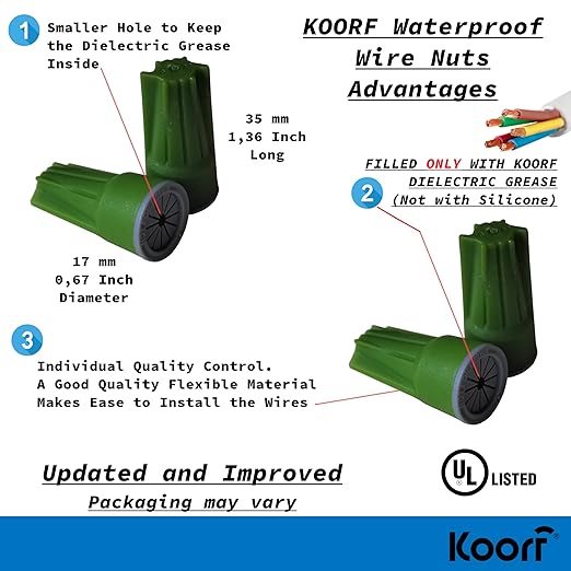 UL LISTED Waterproof Wire Nuts Outdoor LARGE 50/Box Waterproof Wire Connectors Landscape Wire Connector Electrical Nuts Caps for Sprinkler LED Light Irrigation Valves (50, 1.37 x 0.66 Inch)