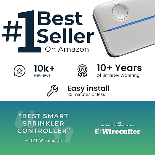 Rachio WiFi Smart Sprinkler Controller (8-Zone Irrigation Remote Control) – App-Based Scheduling, Local Weather Intelligence, Rain Skips, Easy DIY Install