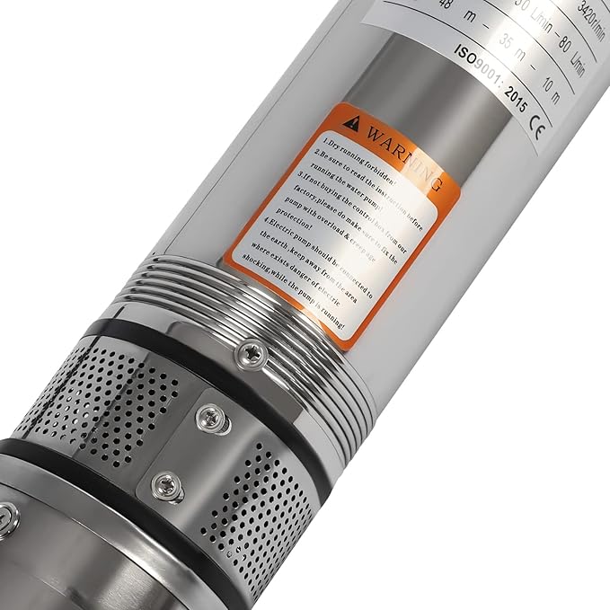 Deep Well Submersible Pump 110V 370W Electric Solar Powered Water Pump, 16 GPM Flow, 157ft Lift, Farm Ranch Irrigation Submersible Bore Hole Deep Well Pump 3420 RPM