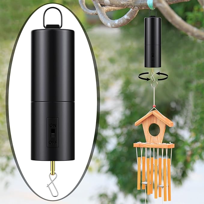 Therwen 6 Pcs Ornament Spinner Battery Operated Wind Spinner Motor Rotator Disco Ball Motor Outdoor Hanging Ornament for Halloween Mardi Gras Decoration, No Battery(Black)