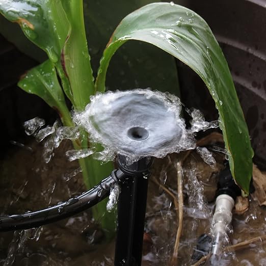 Lxcom Lighting Irrigation Drippers Drip Emitters Micro Spray Adjustable 360 Degree Full Circle Pattern Water Flow Irrigation Drippers Drip System Parts Drip Irrigation, 50 Pack(Black)