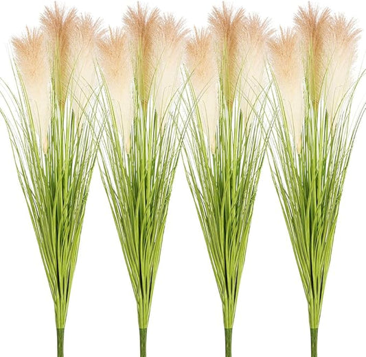Melorca&Guilla Artificial Plants 4PCS 33.5“Fake Plant Tall Onion Fake Grass,Faux Grass Plants Artificial Greenery Shrubs Bushes for Garden Shop Office Home Décor