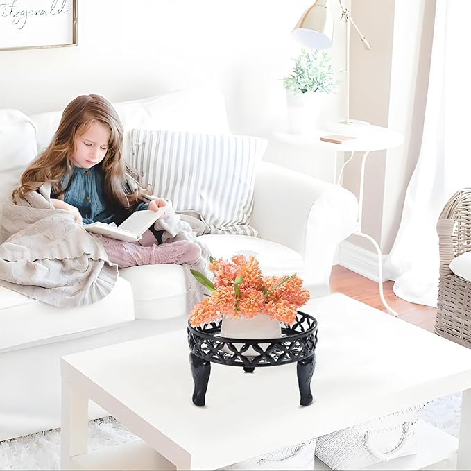 2 Pack Black Plant Stand, Anti-Rust Planter Stands for Indoor Plants, Metal Plant Stands Outdoor, Round Plant Shelf Flower Pot Stand, Display Shelves Potted Plant Holders for Garden Patio