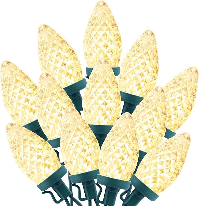 Brightown C9 LED Christmas String Lights, 66ft 100 LED Waterproof Strawberry String Lights, Plug-in Extendable Green Wire Lights String for Outdoor Indoor Outside Patio Wedding Party Decoration