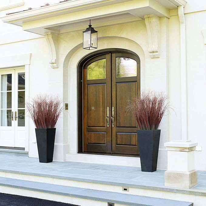 24Pcs Artificial Grass Plants, Faux Shrubs Wheat Grass, Artificial Tall Grasses Fake Plants for Outdoor Decor,Artificial Greenery Stems Weed for Room Indoor Home Decor（Red）