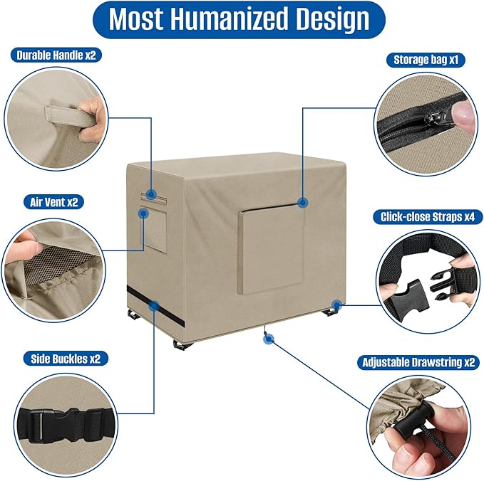 SIRUITON Outdoor Bar Cart Cover for 36 Inch Portable Outdoor Table, Heavy Duty 600D Oxford Fabric Outdoor Waterproof BBQ/Worktable Metal Movable Table Cover