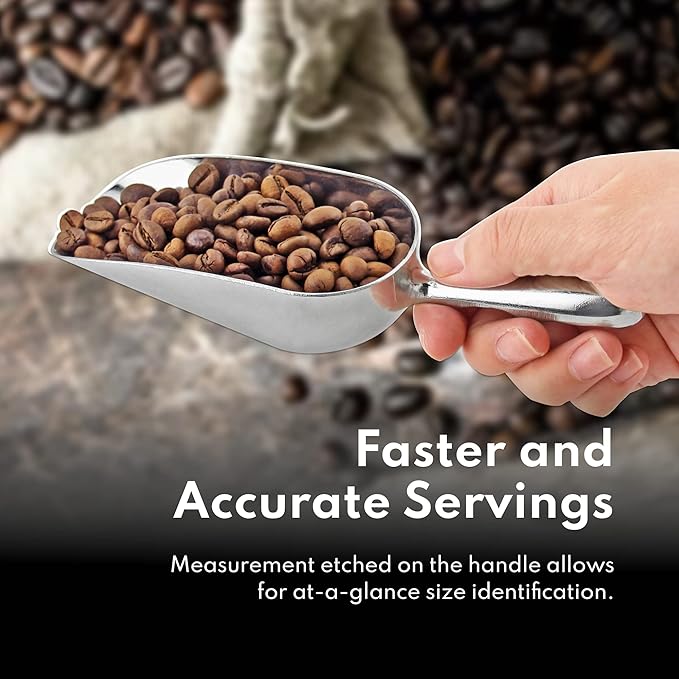 New Star Foodservice 34547 One-Piece Cast Aluminum Round Bottom Bar Ice Flour Utility Scoop, 24 -Ounce, Silver (Hand Wash Only)