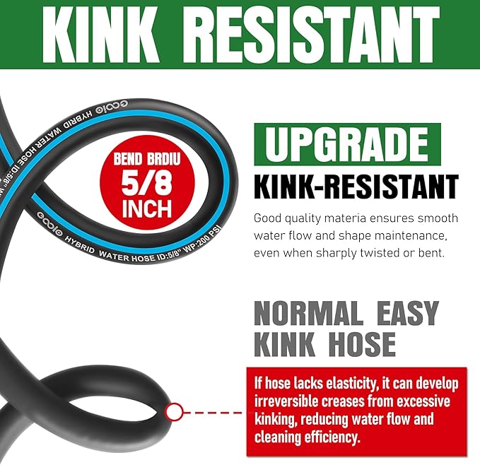 Heavy Duty Garden Hose 3ft, NON-EXPANDABLE Flexible Water Hose, Kink Resistant Lightweight Hybrid Hose, Leakproof Hose Male to Female Fittings