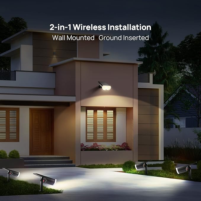 Solar Spot Lights Outdoor, Consciot 16 LEDs IP67 Waterproof Solar Outdoor Lights, Auto On/Off Solar Landscape Spotlights, 2-in-1 Adjustable Wall Lights for Garden Yard Pathway, 4 Pack (Warm White)