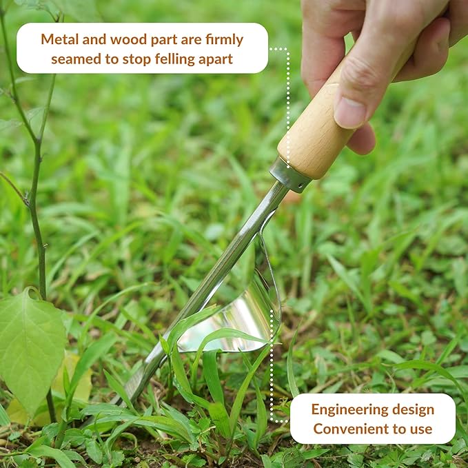 SOLIGT Garden Tools Set with Basket, Heavy Duty Stainless Steel Gardening Hand Tool with Wood Handle, Pruning Shears, Gloves - Perfect Gardening Gifts Planting Supplies for Women Men