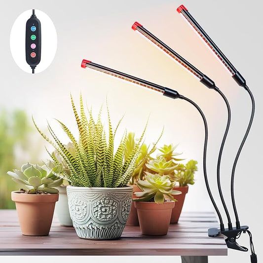 Clip Grow Light 27W 3000 Lumen, Grow Lights for Indoor Plants Full Spectrum, 2024 Brightest LED Plant Grow Light for Houseplants, Bonsai, Pot Plants, Growing Lamp with 4,8,12 Hr Timer