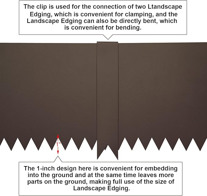 40" L x 6" H Metal Landscape Edging, Heavy Duty Galvanized Steel Garden Edging,6 Pack Steel Landscape Edging with Clips for Lawn, Flower Bed, Yard (Brown)