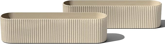 Veradek Demi Series Window Box Planter - Long Planter Box for Windowsill/Balcony | Durable Plastic-Stone Composite Material | Modern Décor for Flowers/Herbs