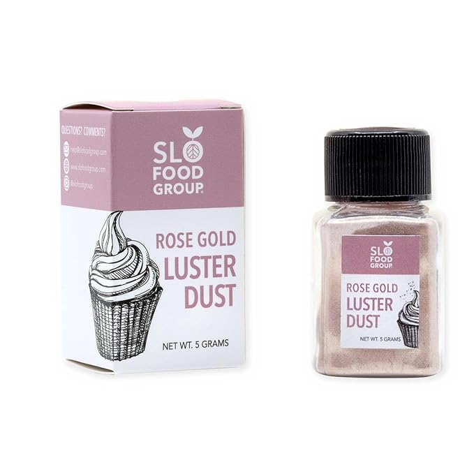 Slofoodgroup Rose Gold Luster Dust| Rose Gold Colored Edible Glitter, 5 Gram Bottle
