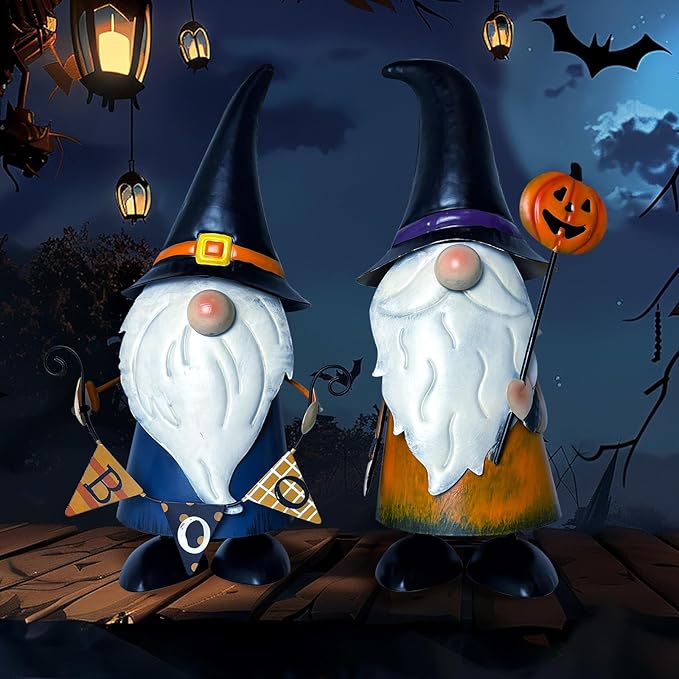 HONGLAND Cute Gnomes Decorations -14 Inch Fall Metal Gnomes Thanksgiving Day Decor - Elf Dwarf Gnomes Figurines - Gnome Decorations for Indoor Outdoor Home Decor