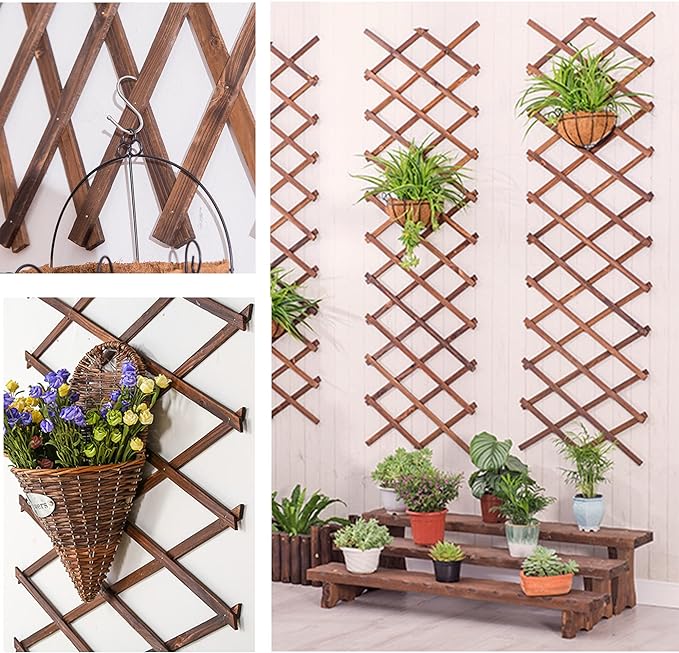 Wooden Lattice Wall-Expandable Plant Garden Trellis for Climbing Plants Outdoor Air Plant Vertical Rack Wall Decor for Room Patio