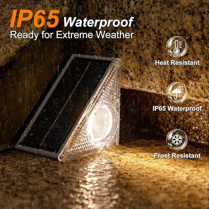 Ellasay Stair Lights Outdoor 16 Pack,10 Color Modes Solar Step Lights for Outside, Waterproof IP65 Solar Lights for Garden Stair,Patio,Deck,Yard,Front Step, Front Porch Decor