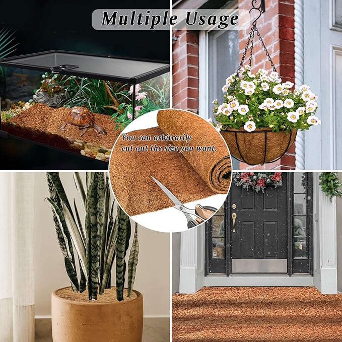 ZeeDix 3 Pack 16 x 80 x 0.28inches Thickened No-Slip Ice and Snow Carpet Mats- Natural Coconut Fiber Carpet for Garden, Front Door, Stairs, Porch Outdoor Safer Walking