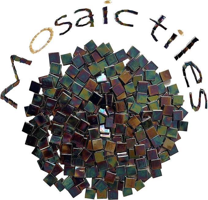 SMEIINIK 1.1lb Bulk Single Iridescent Color Mosaic Tiles for Crafts, Glass Mosaic Pieces for Mosaic Puzzles, Stained Glass Tiles for Mosaic DIY, Mosaic Making Supplies (WJ48-8)