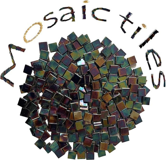 SMEIINIK 1.1lb Bulk Single Iridescent Color Mosaic Tiles for Crafts, Glass Mosaic Pieces for Mosaic Puzzles, Stained Glass Tiles for Mosaic DIY, Mosaic Making Supplies (WJ48-8)