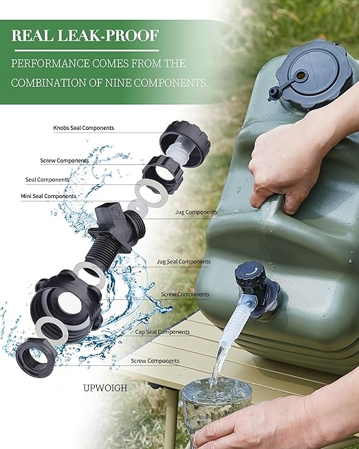 UPWOIGH 5 Gallon Water Jug, Camping Water Container, Truly No Leakage Water Storage with Spigot, Large Military Green Water Tank,BPA Free Portable Overlanding Gear for Outdoors,Hiking