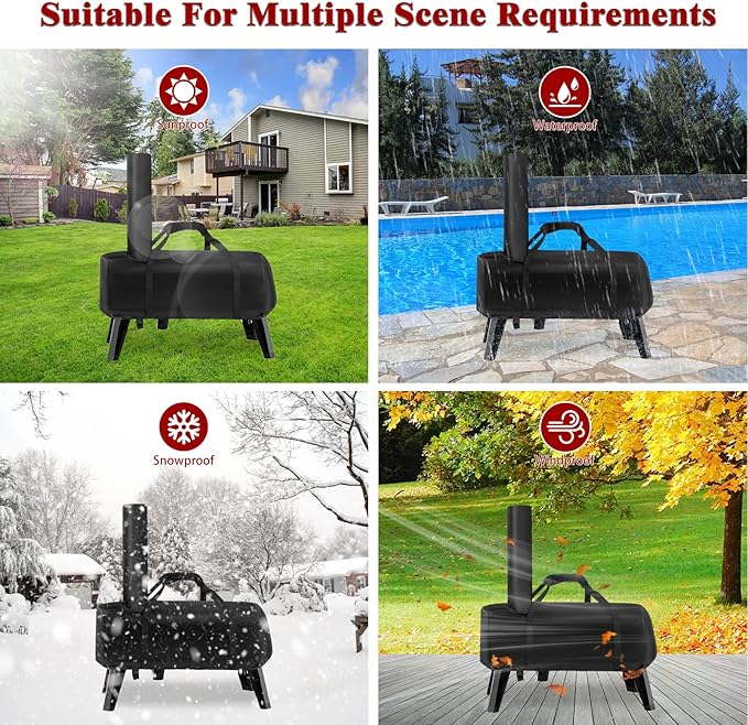 Pizza Oven Cover for Aidpiza Wood Pellet Pizza Oven,Outdoor Heavy Duty Portable Carry Waterproof Gas Pizza Grill Cover and Weather Resistant Oxford Fabric Cover(Black