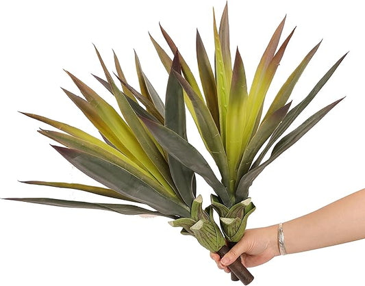 2pcs Artificial Agave Plants, 20 Inch Faux Succulent Aloe Vera,Realistic Aloe for Home Décor Shelf Plant Window Display Bonsai,Green