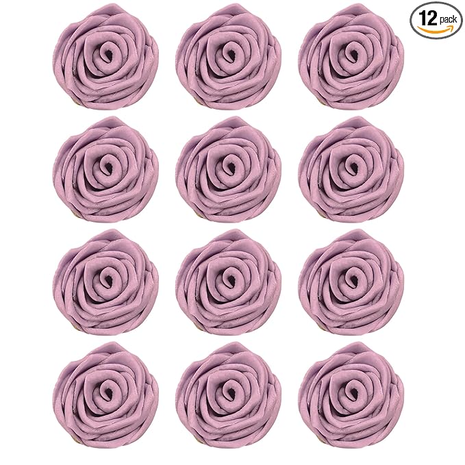 Confect Edible Lavender Rose Toppers – 12-Pack Lilac Roses for Cake & Cupcake Decorating– Stunning Edible Floral Toppers for Desserts- Vegan, Nut-Free, Soy-Free, Dairy-Free, Palm Oil-Free