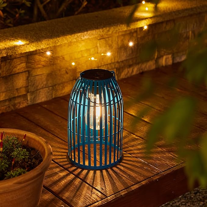 Solar Lantern Outdoor Waterproof Hanging Metal Birdcage Shaped Lantern Decorative Solar Light for Garden Yard Patio Porch