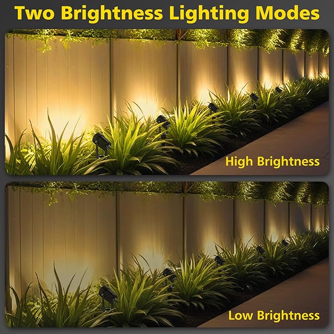 T-SUN Solar Spotlights 2W Outdoor LED Landscape Spot Light, 2-in-1 Waterproof Solar Powered Wall Lights Auto ON/Off with Dual Headlamp for Garden, Yard, Pathway(Warm White)