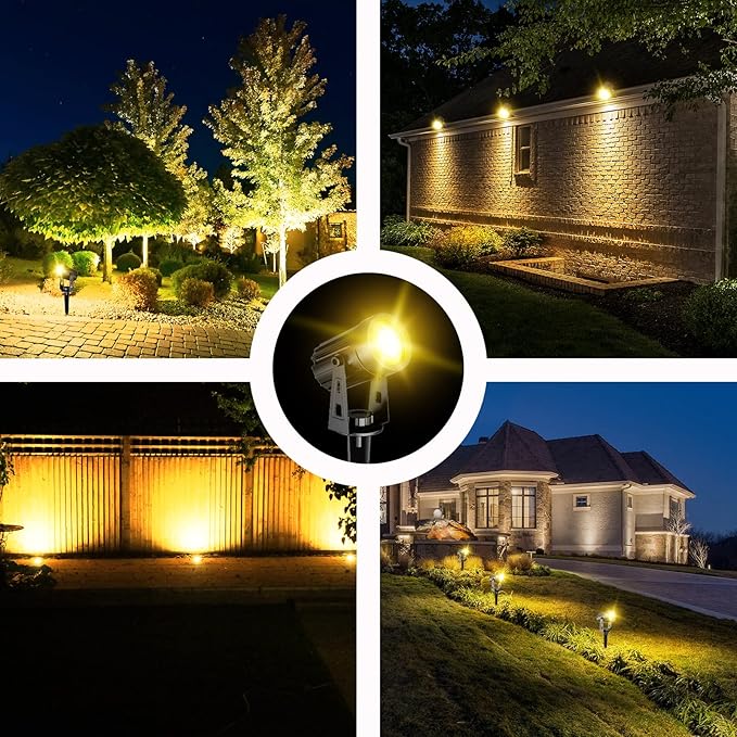 T-SUN Solar Spotlights Outdoor Waterproof, Solar Landscape Spotlights, Solar Powered Spot Lights for Trees, Flag, Garden, Pond, Pathway, Pool Area(Warm White)