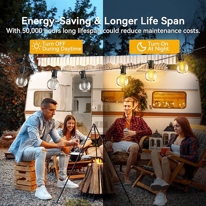 XURISEN Outdoor String Lights, 66FT LED Patio Lights for Outside 35 Shatterproof G40 Globe Bulbs UL Listed IP65 Waterproof Hanging Lighting for Backyard Balcony Bistro Party Decor