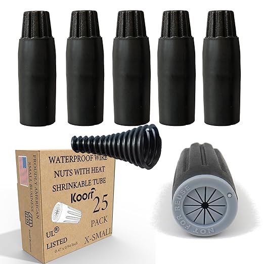 UL Listed Waterproof Wire Connectors with Heat Shrink tubing for Outdoor Caps Sprinkler LED applicate in Wherever Corrosion Exists, Moisture (25, SmallHeatShrinkable)