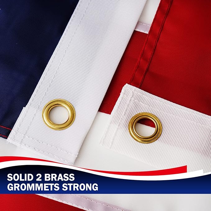 Homissor American Flags 3x5 for Outside US Flag - USA Outdoor Heavy Duty United State Flag Embroidered Stars Durable Nylon for All Weather High Wind Sewn Stripes With Brass Grommets