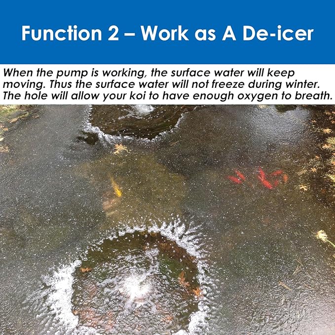 AquaMiracle Pond Aeration Kit Pond Air Pump Koi Pond Aerator for Pond up to 1500 Gallons Pond Deicer All-in-One Pond Aeration System with 2-Outlet Airline Tubing Air Stones Check Valves