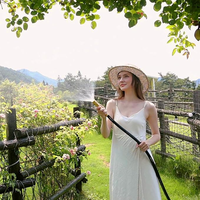 Garden Hose 5/8" x 100ft - No-Kink Flexible Water Hose 600 PSI Burst Pressure, Lightweight & Durable for Yard, Car Wash, Pets Black