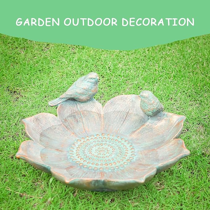 MUMTOP Bird Baths for Outdoors, Antique Outdoor Garden Bird Bath Resin Birdbath Bowl with Vintage Bird Ornament for Outside Yard Table Decor