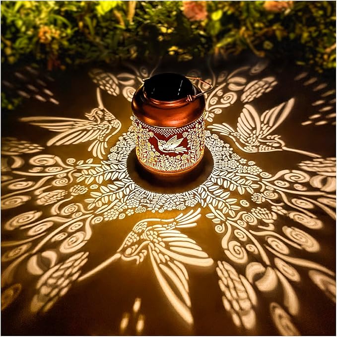 Hummingbird Solar Lanterns Outdoor Waterproof Hanging Solar Lights Hummingbird Gifts for Women Men Metal Bird Decorative LED Lanterns for Yard, Patio, Lawn, Tabletop, Pathway, Landscape, Garden Decor