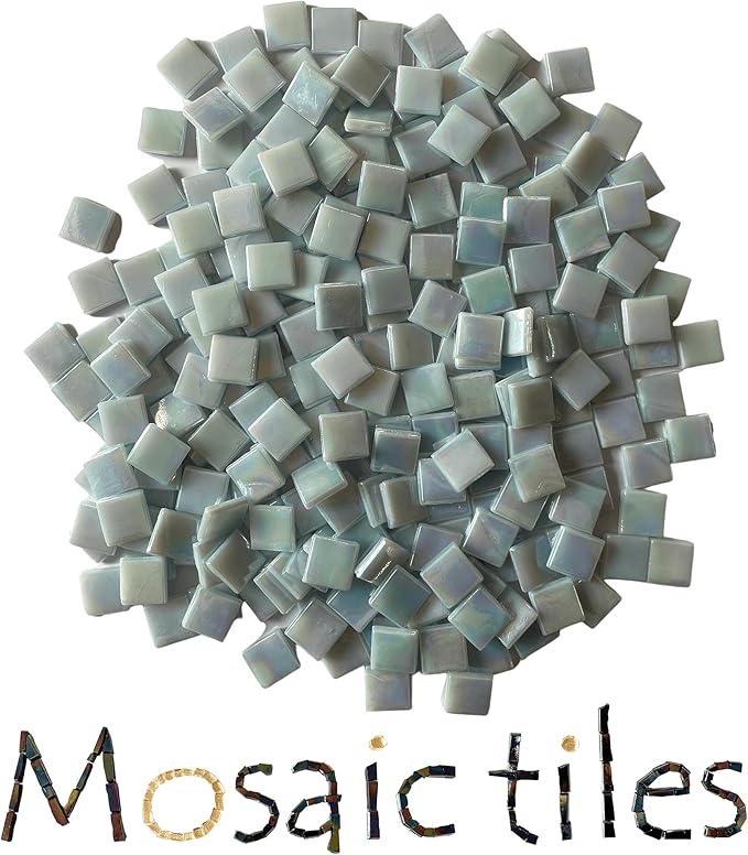 SMEIINIK 1.1lb Bulk Single Iridescent Color Mosaic Tiles for Crafts, Glass Mosaic Pieces for Mosaic Puzzles, Stained Glass Tiles for Mosaic DIY, Mosaic Making Supplies(WJ11-17)
