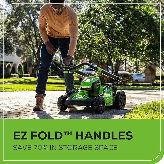 Greenworks 40V 21" Brushless Cordless (Self-Propelled) Lawn Mower (LED Headlight + Aluminum Handles), 5.0Ah Battery and Charger Included (75+ Compatible Tools)