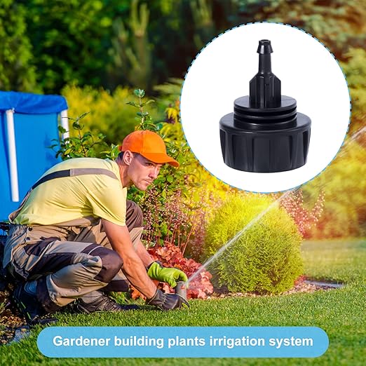 PAGOW Drip Irrigation Kit, 1/4 inch Fittings, Hose Adapter, Garden, Lawn, Black (6pcs Connector, 6 Washer)