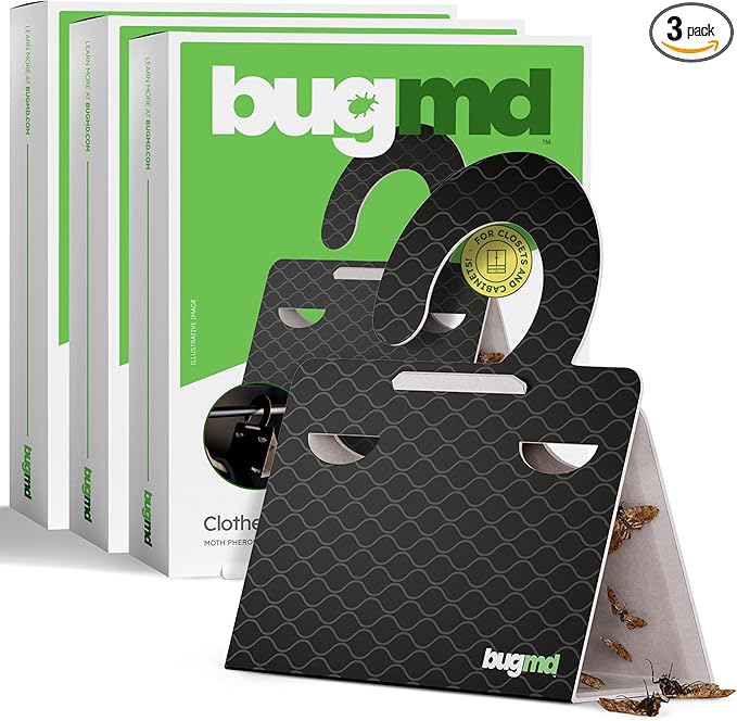 Clothes & Pantry Moth Traps (18 Count) – Sticky Glue Pheromone-Based Repellent for Closets, Cabinets & Wardrobes – Non-Toxic - Black