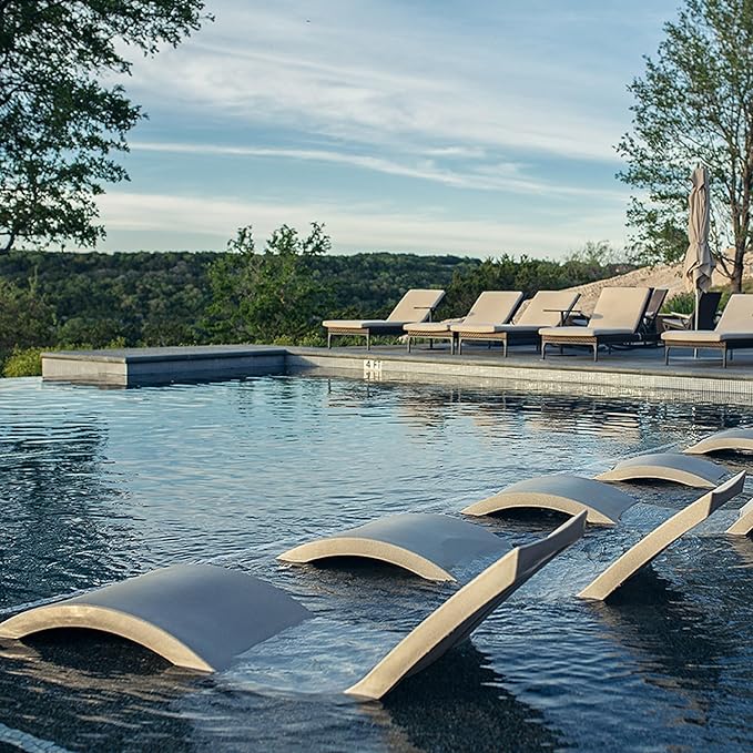 Ledge Lounger - Signature Chaise - Inside Pool & Sun Shelf Lounge Chair - Designed for Shallow Shelves Up to 9” - Compatible with All Pool Types - Poolside & Sun Deck Tanning - Set of 2 - Sandstone