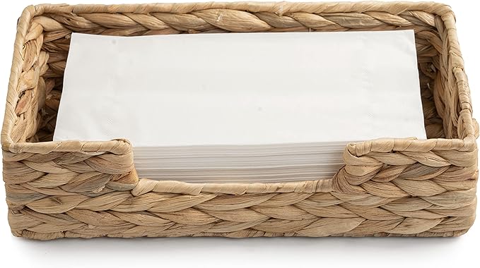 CLAYNIX Rattan Napkin Holders for Table, Napkins Holder For Paper Napkins, Kitchen Luncheon Paper on Boho Dining Countertop - Rectangle
