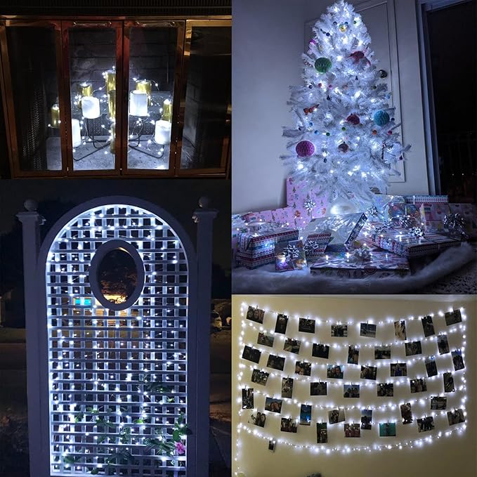 66Ft 200LED Fairy Lights Plug in, Waterproof String Lights Outdoor & Indoor 8 Modes with Timer, Christmas Light Bedroom Decor, Twinkle Light for Girl's Room Garden Christmas Decorations (Cool White)