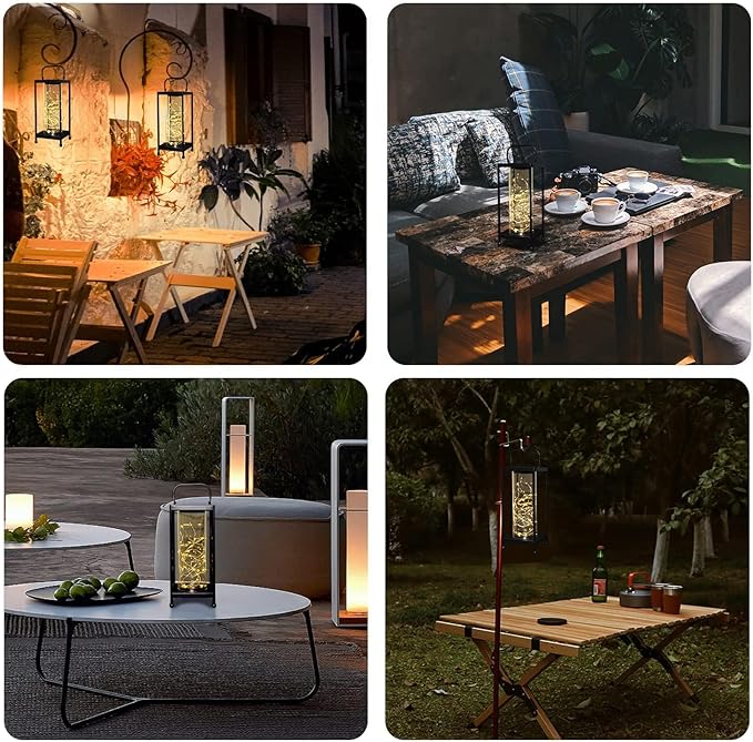 Solar Lanterns Outdoor Hanging - Solar Table Lights Waterproof Landscape Lights - Fairy Lights with 36 Warm White LED Designs for Outdoor Tabletop Patio Garden Yard and Pathway Decoration(1 Pack)