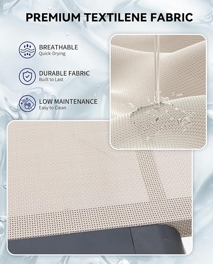 Aluminum Chaise Lounge Chair Outdoor, Foldable Patio Lounge Chair Assemble-Free, Pool Lounge Chairs with 5 Adjustable Backrest, Outdoor Lounge Chairs for Outside Poolside Beach Lawn Beige