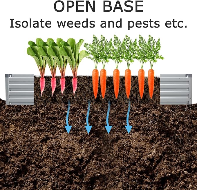 12x4x1ft Galvanized Raised Garden Bed,Outdoor Planter Box Metal Patio Kit Planting Bed for Vegetables Flowers Herb,Silver