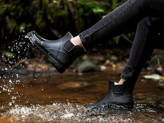 NORTY - Womens Ankle Rain Boots - Ladies Waterproof Winter Spring Garden Boot runs ½ size large