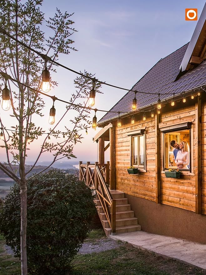 addlon 36 FT Outdoor String Lights Commercial Grade Weatherproof Strand, 15 Edison Vintage Bulbs, 12 Hanging Sockets and 3 Spare Bulbs, ETL Listed Decorative Cafe Patio Lights for Bistro Garden